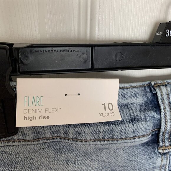 Maurices Flare Denim Flex High Rise Blue Jeans Size 10 XLong Distressed NWT - Picture 7 of 11